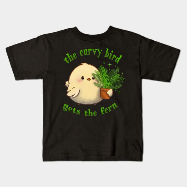 Curvy lil bird gardener Kids T-Shirt by Little Bad Wren 